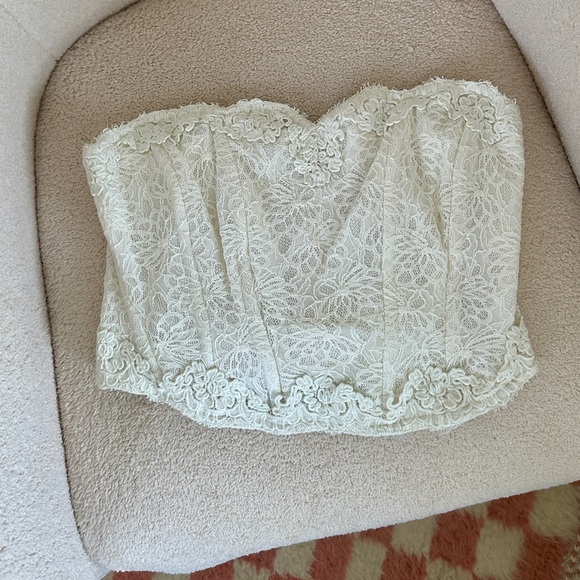 NWT LoveShackFancy Arno Bustier Lace Corset Top - Antique White - Picture 6 of 16